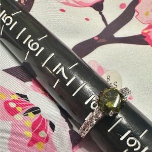 Fragrant Jewels Olive Green and Silver Sparkle Ring